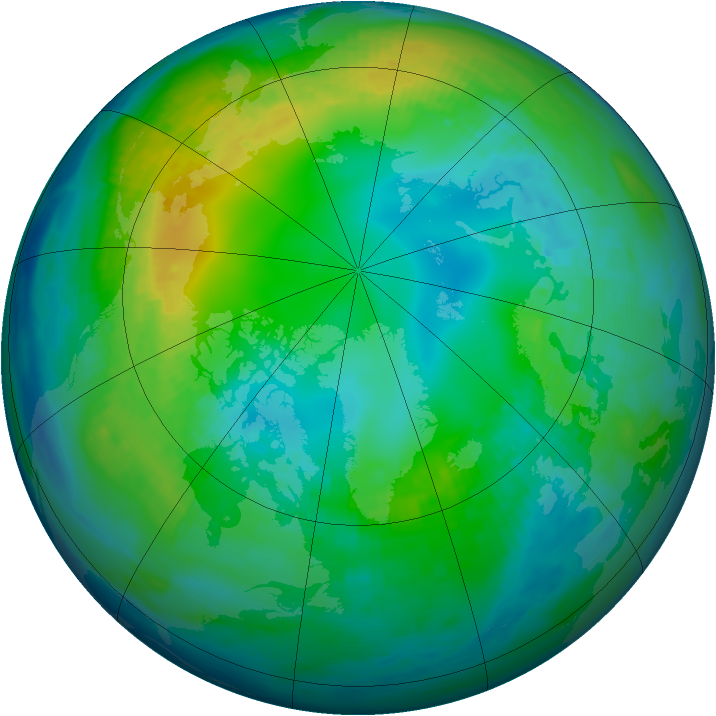 Arctic ozone map for 07 November 1989